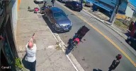 Moment off-duty cop shoots robbery suspect and captures another