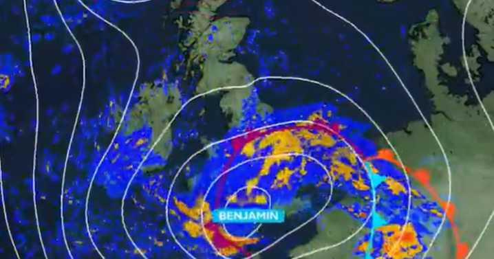 Met Office maps show exact time Storm Benjamin will cross UK