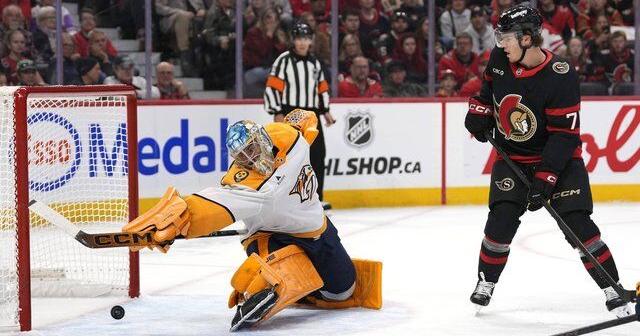 Saros, Predators spoil Senators' home opener with 4