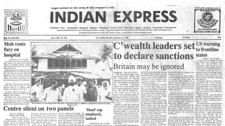 October 21, 1985, Forty Years Ago: C’wealth sanctions