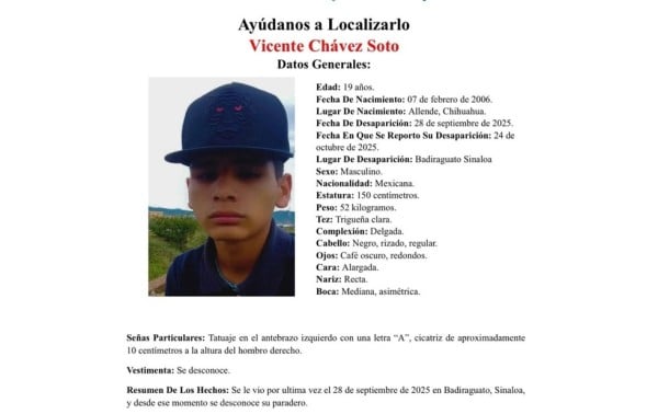 Cumple 27 días desaparecido hombre originario de Allende en Sinaloa