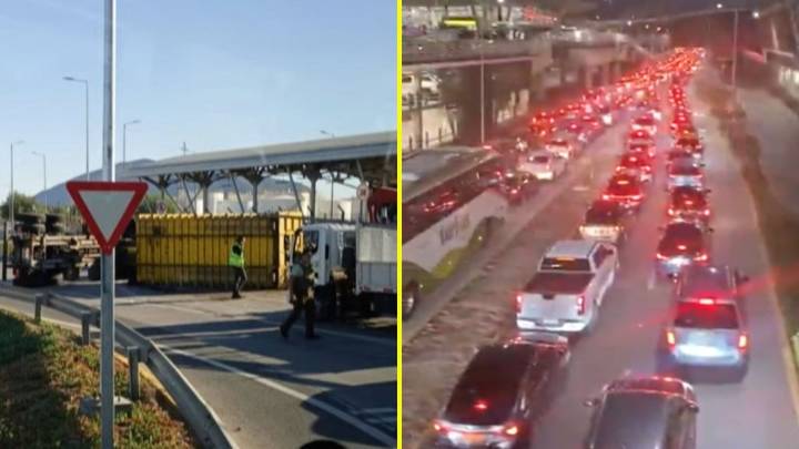 Volcamiento de camión generó gran caos en salida de Aeropuerto de Santiago: Situación ya fue regularizada