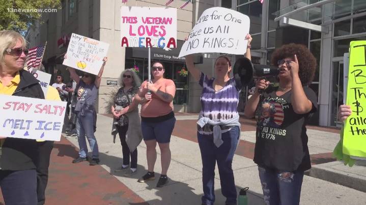 Thousands protest in Virginia Beach and Newport News for 'No Kings' protests