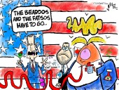 5 hawkish cartoons about Pete Hegseth's meeting of military muscle