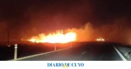Un incendio de grandes dimensiones en Ruta 40, una de las 33 intervenciones que tuvo Bomberos por el viento Zonda