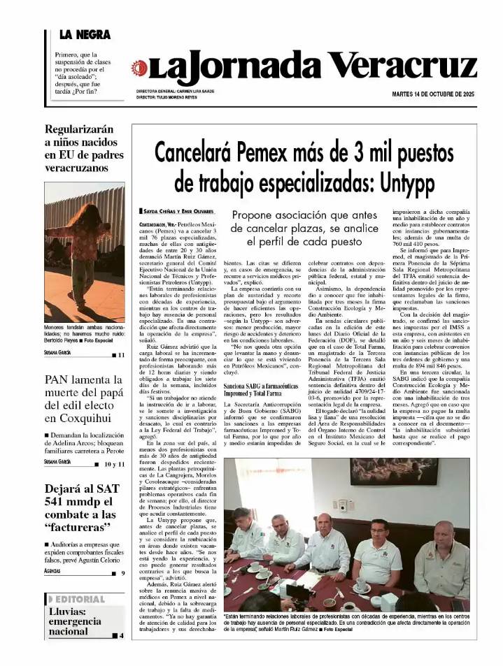 Contraportada del 14 de octubre de 2025