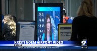 Eugene Airport TSA security check point video features Kristi Noem blaming Democrats for government shutdown