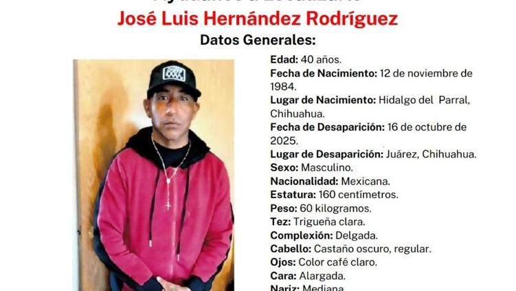 Buscan a José Luis Hernández de 40 años, desapareció en Juárez