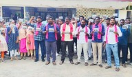 BRSV activists distribute ‘Student dues cards’ in Kakatiya University in Hanamkonda