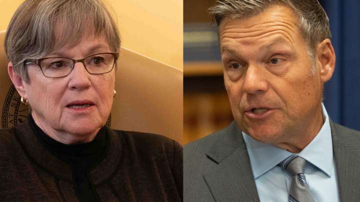 Laura Kelly is suing Kris Kobach in cases against Trump