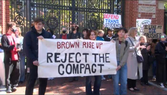 Brown students, faculty stage protest to Trump 'Academic Excellence' compact