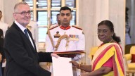 The President of India, Droupadi Murmu accepted credentials by the Tomaz Mencin, Ambassador of the Republic of Slovenia