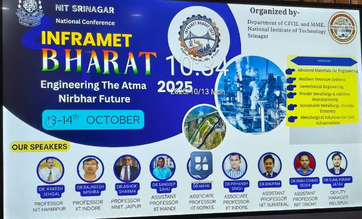 ‘Inframet Bharat’ conference concludes at NIT Srinagar with focus on sustainable Innovation
