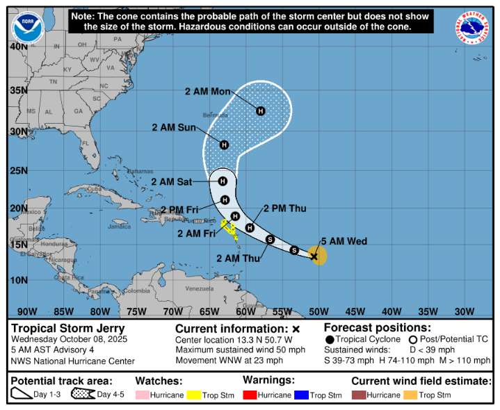 Tropical Storm Jerry tracker, spaghetti models. Florida impact?
