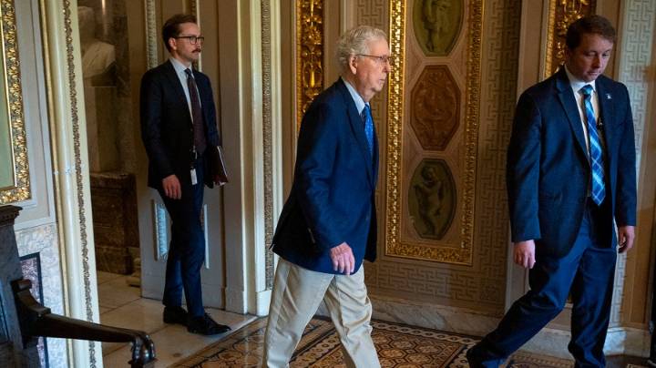 McConnell ‘fine’ after fall in front of left