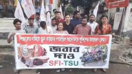 SFI-TSU protest police action on school children in Agartala