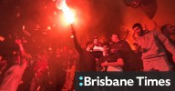 Fans react during the Heidelberg vs Newcastle Jets Australia Cup clash