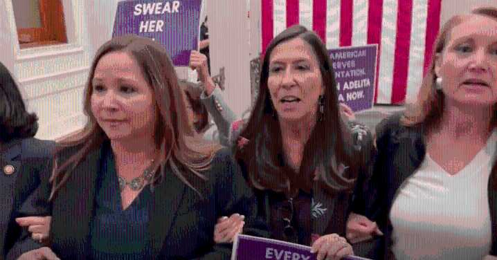 House Dems Demand Mike Johnson Swear In Adelita Grijalva in Capitol Protest