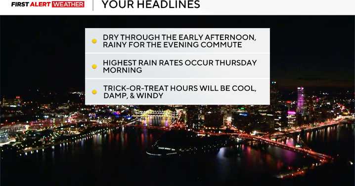 Light rain arrives in the Pittsburgh area this evening, with pockets of heavier rain overnight