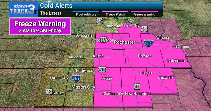 Hard freeze expected Friday morning, Freeze Warning hoisted