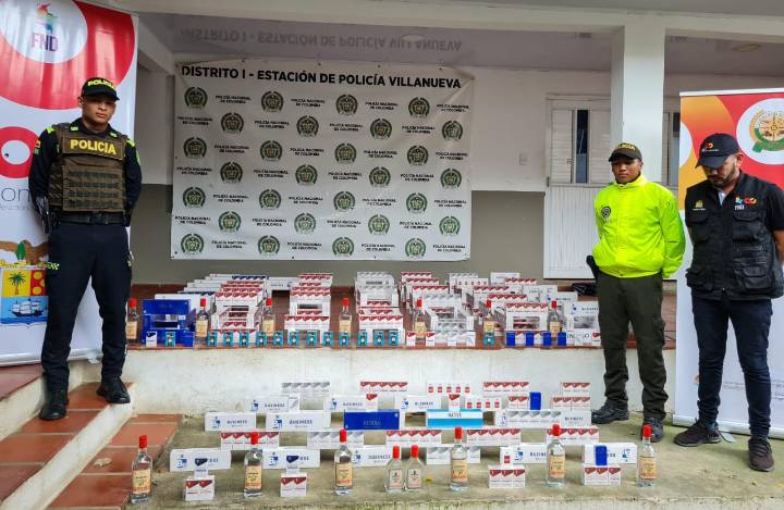 En Villanueva, Policía incauta cigarrillos y licor de contrabando avaluados en casi 9 millones de pesos