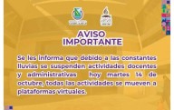 Por lluvias suspende la UACH clases presenciales