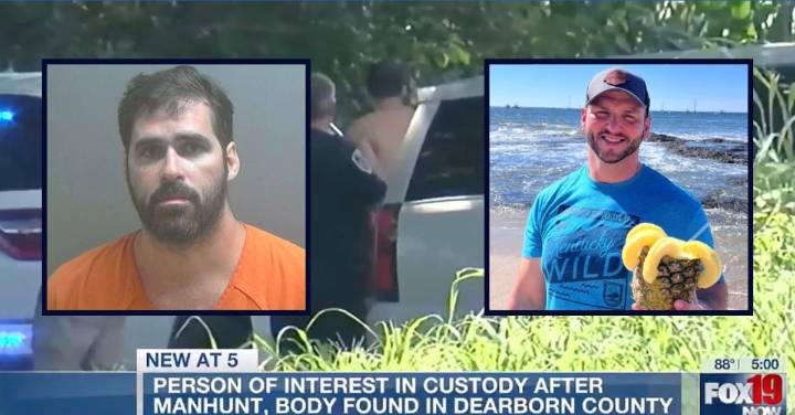 Man who killed ex's new boyfriend is found hiding in woods covered in 'redness': Police