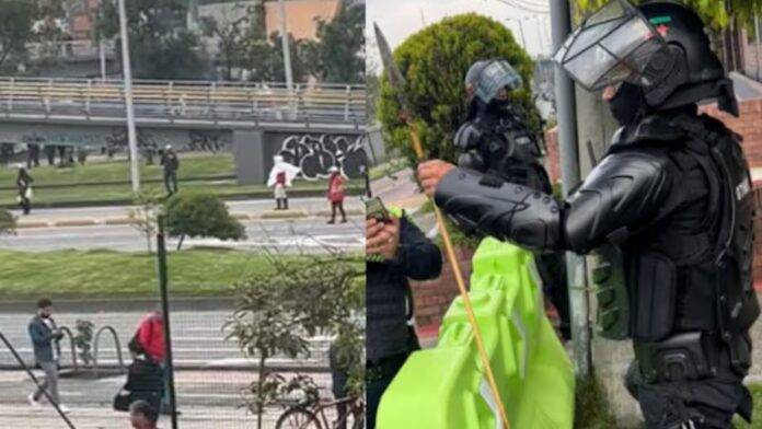 Manifestantes atacan embajada de EEUU en Bogotá con cócteles molotov y flechas