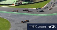 First turn chaos as Verstappen runs wide