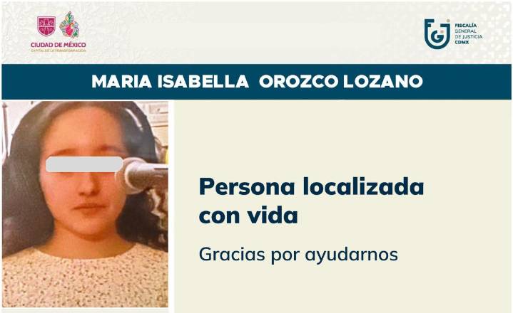 Hallan a Isabella, menor reportada como desaparecida hace un mes