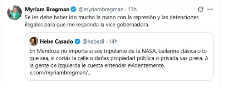 Durísima respuesta de la izquierda a la vicegobernadora Hebe Casado por los detenidos por defender el agua de Mendoza