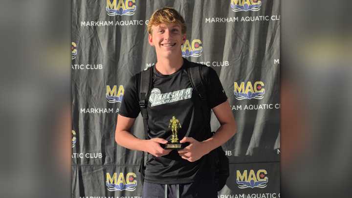 It started with a father’s bet and now he’s swimming for national attention