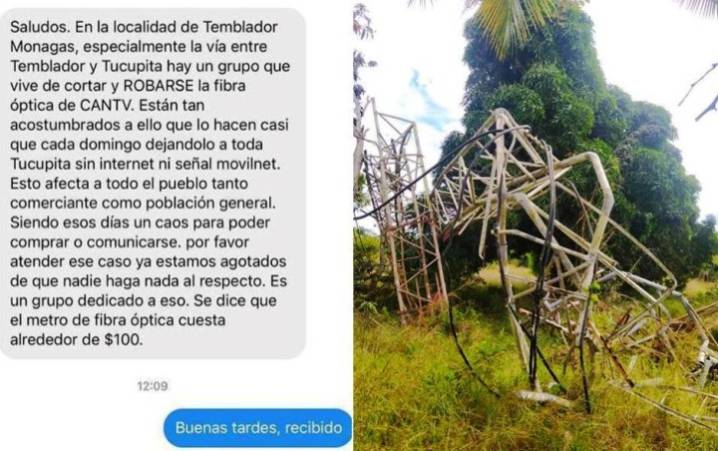 Cicpc duro contra hampones que hurtan la fibra óptica dejando Tucupita sin Internet