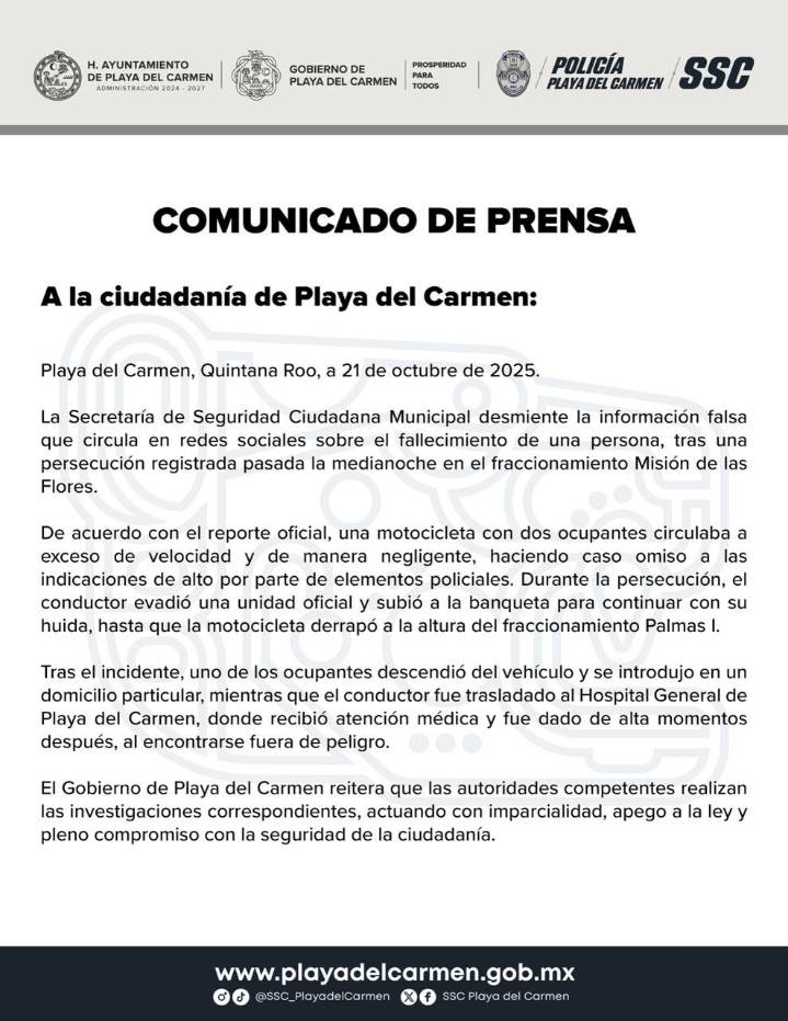 COMUNICADO A LAS Y LOS PLAYENSES