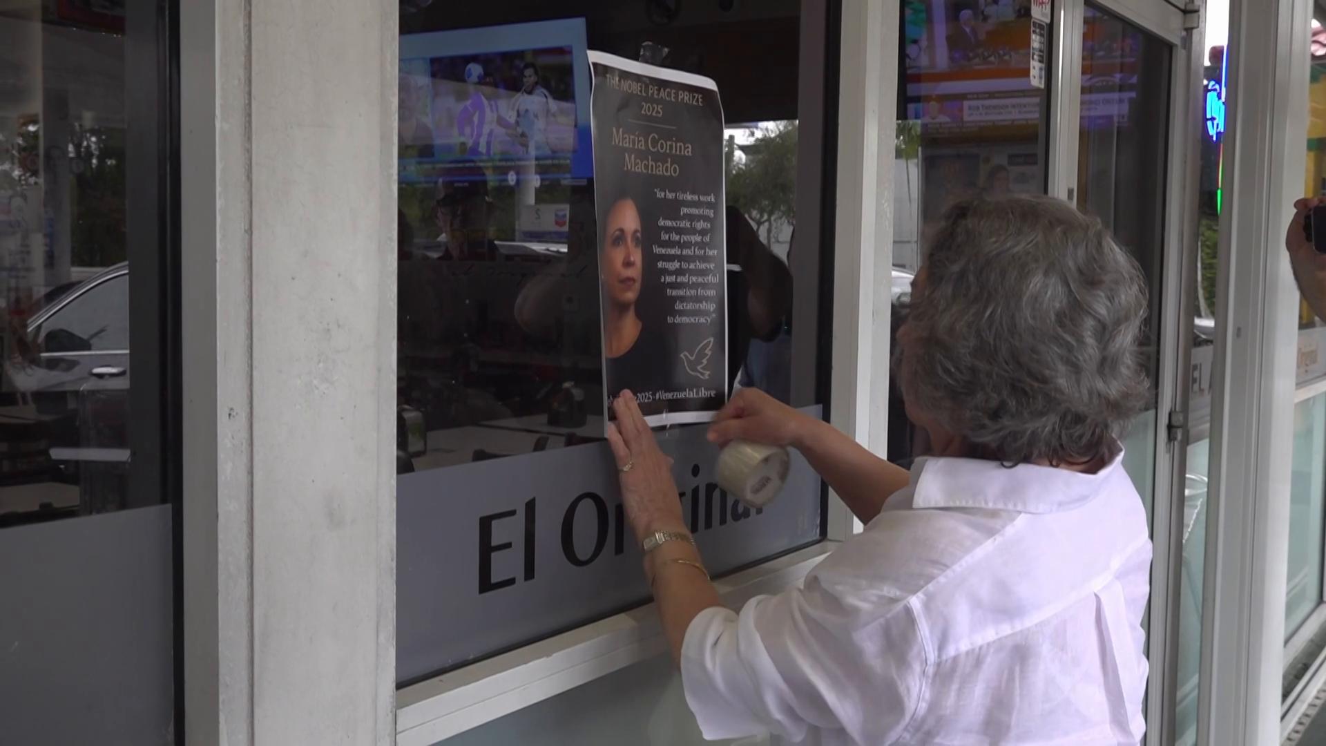 Florida's ‘Little Venezuela’ celebrates opposition leader Machado’s Nobel Peace Prize