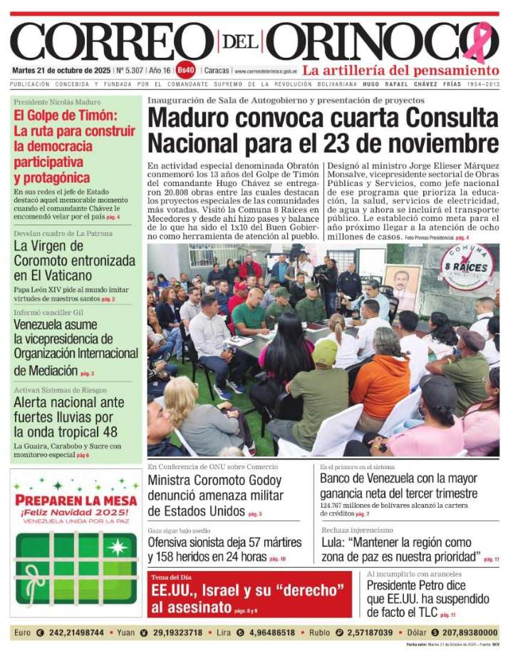 Edición Impresa Correo del Orinoco N° 5.307