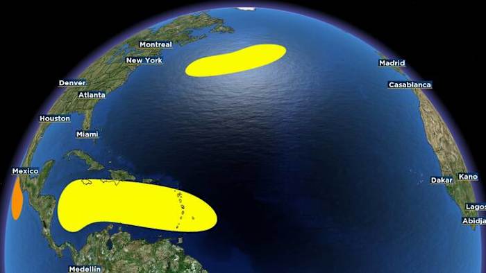 National Hurricane Center highlights 2 areas in the Atlantic