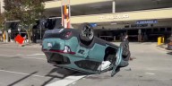 Small SUV flips over in downtown South Bend crash