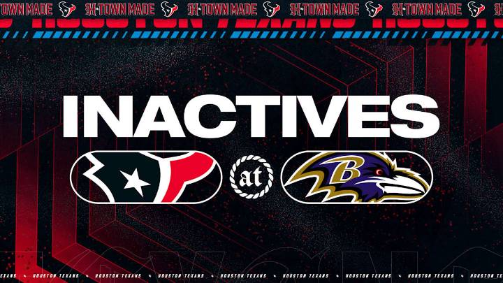 Texans Inactives: Week 5 at Baltimore Ravens