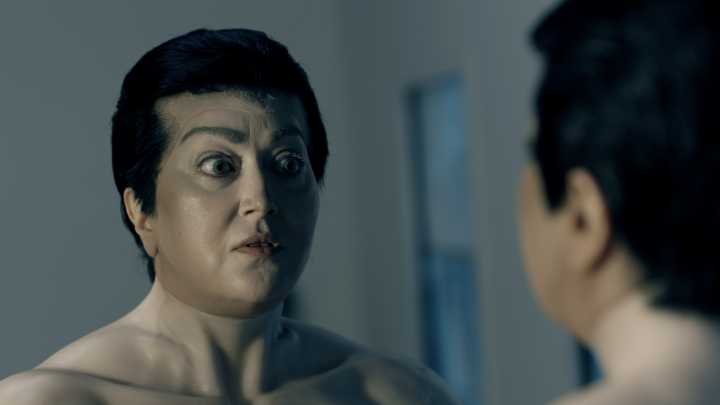 The artifice of the manosphere comes to the screen. It’s comedic