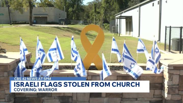 Warrior church redisplaying Israeli flags after 1,200 were thrown away