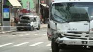 Midtown crash: 10 people injured after box truck strikes parked van, sending it onto sidewalk in Manhattan
