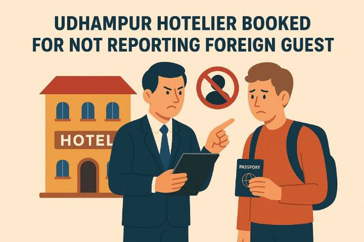 Hotel Owner Booked in Udhampur for Not Reporting Foreigner’s Stay 
