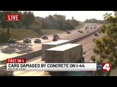 Chunk of concrete and large pothole cause several blowouts on I