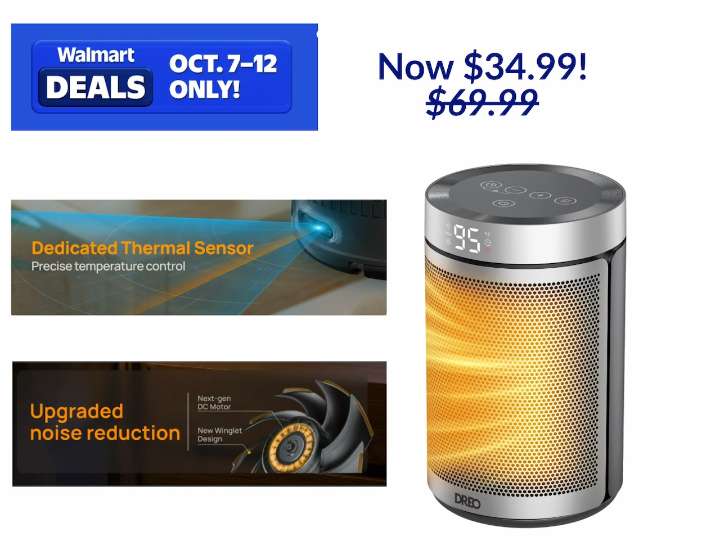 Walmart Deals: This Dreo space heater is 50% off with free shipping