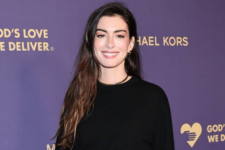 Anne Hathaway Wore a Sweater Shirt and Black Pants, Get the Look