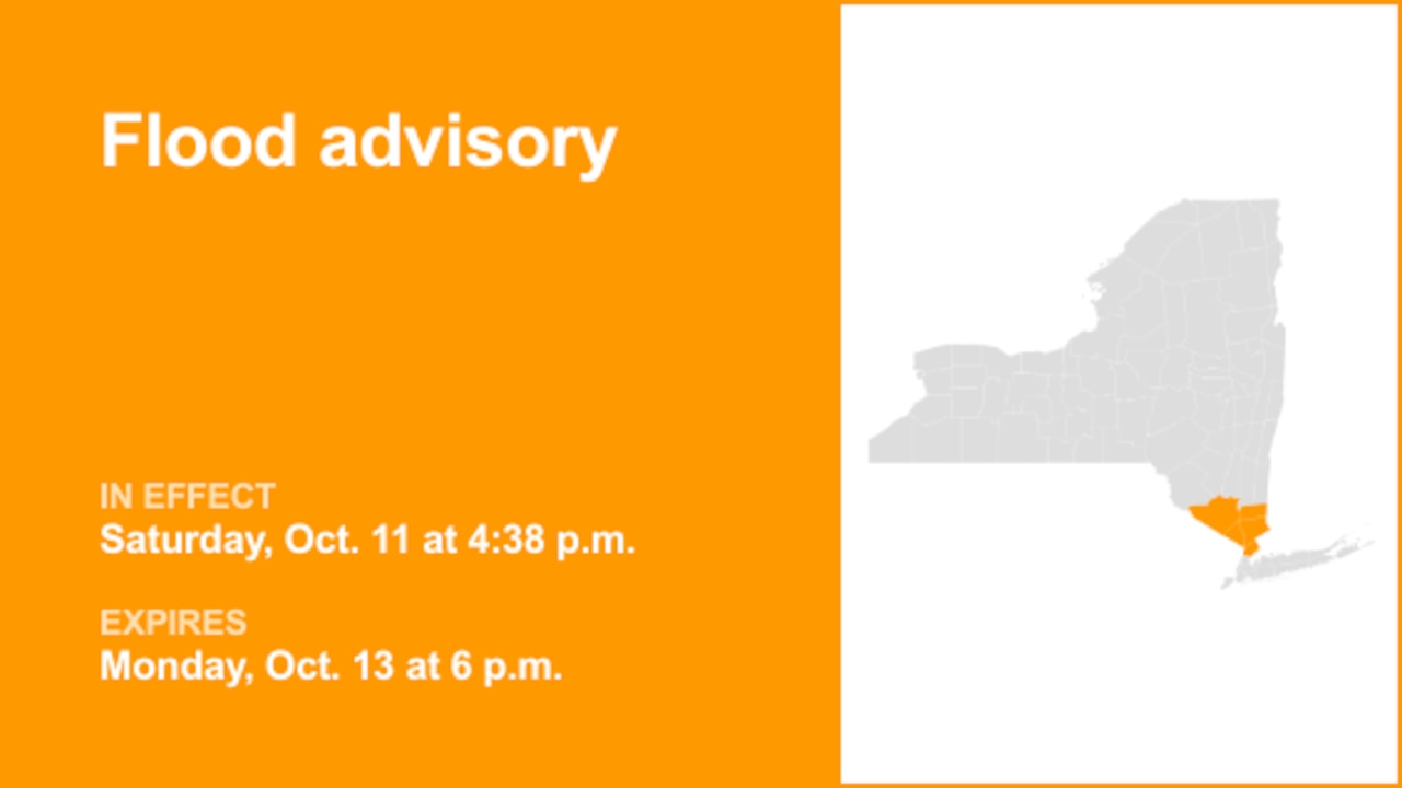 NY weather: part of New York placed under a flood advisory until Monday evening