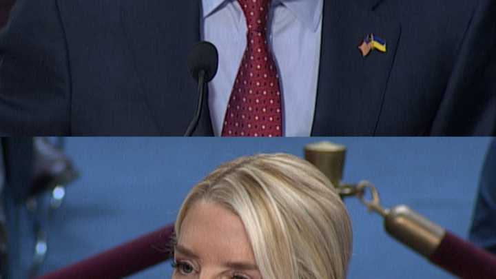 Bondi gets upset about senator’s merger question