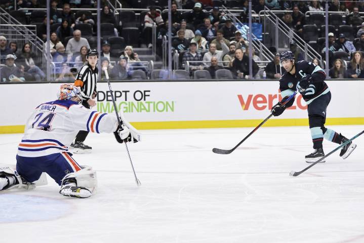 Eberle scores two goals as surging Kraken beat Oilers 3