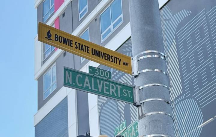 Bowie State honored with street sign in downtown Baltimore